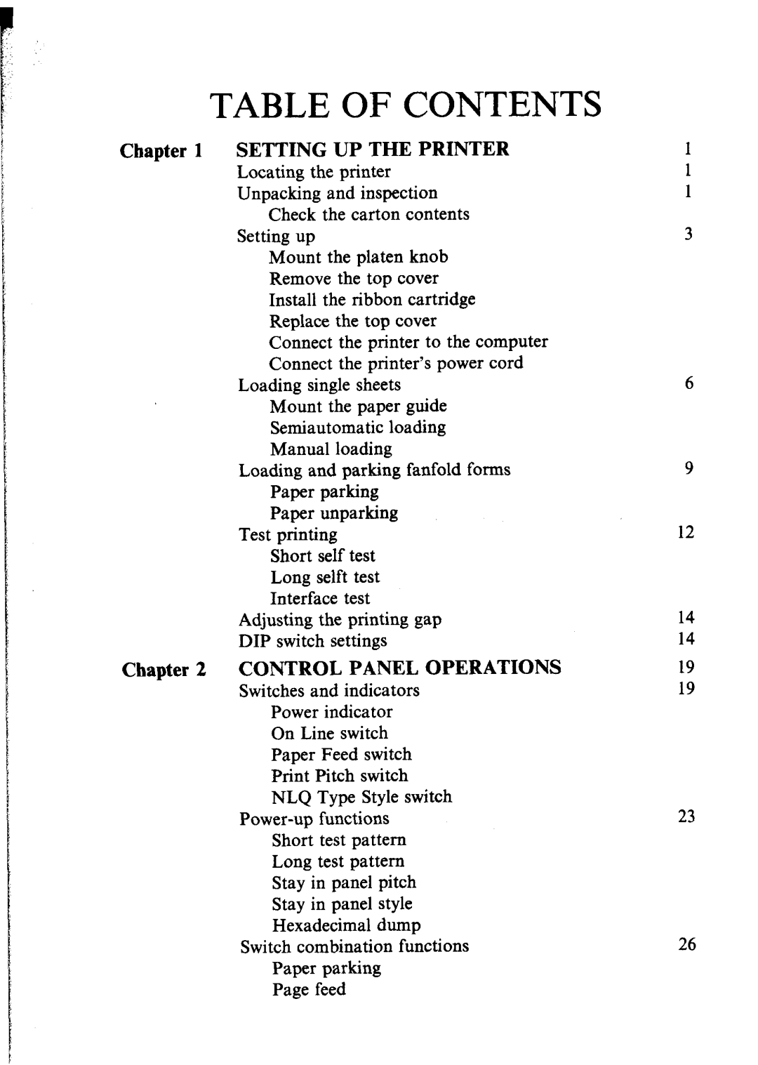 Star Micronics lC-10 user manual Table of Contents 