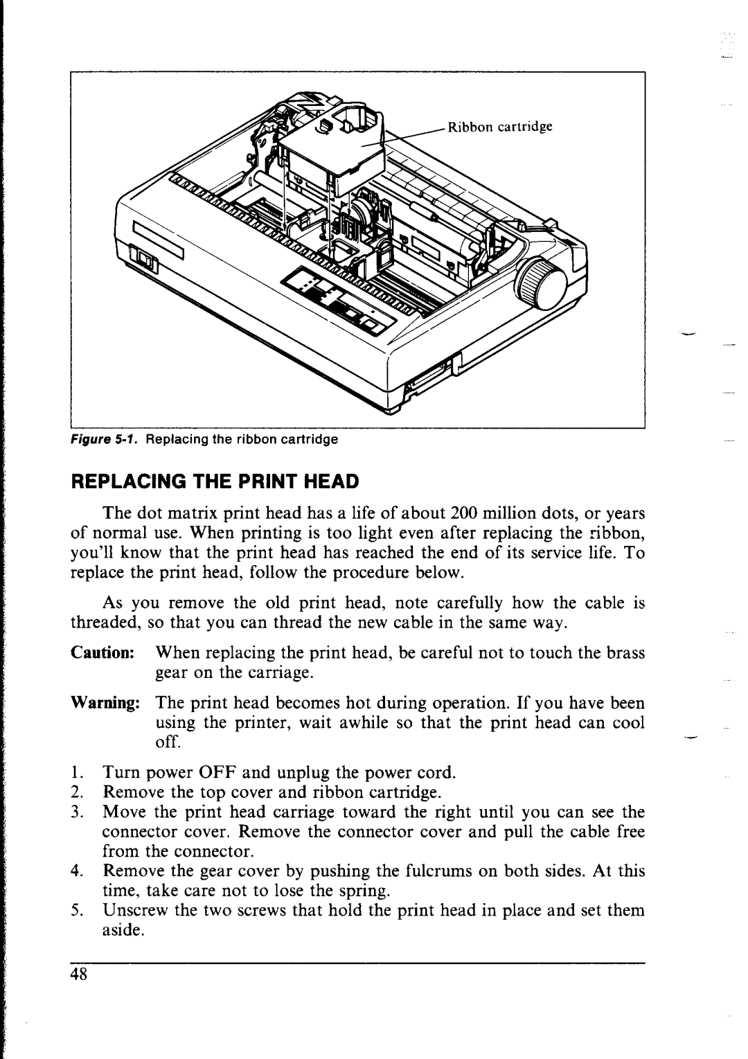 Star Micronics lC-10 user manual Replacing the Print Head 