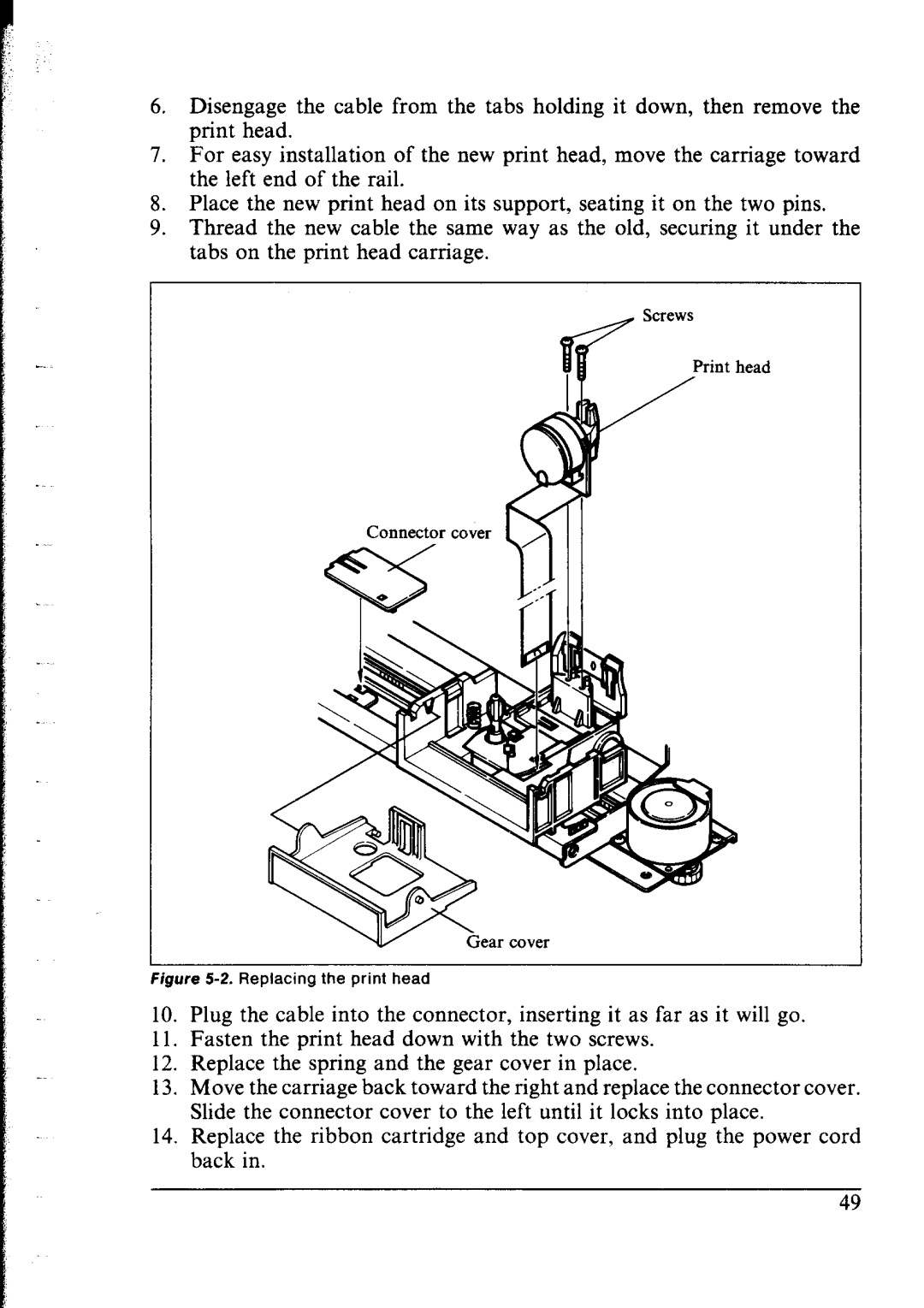 Star Micronics lC-10 user manual Replacing the print head 