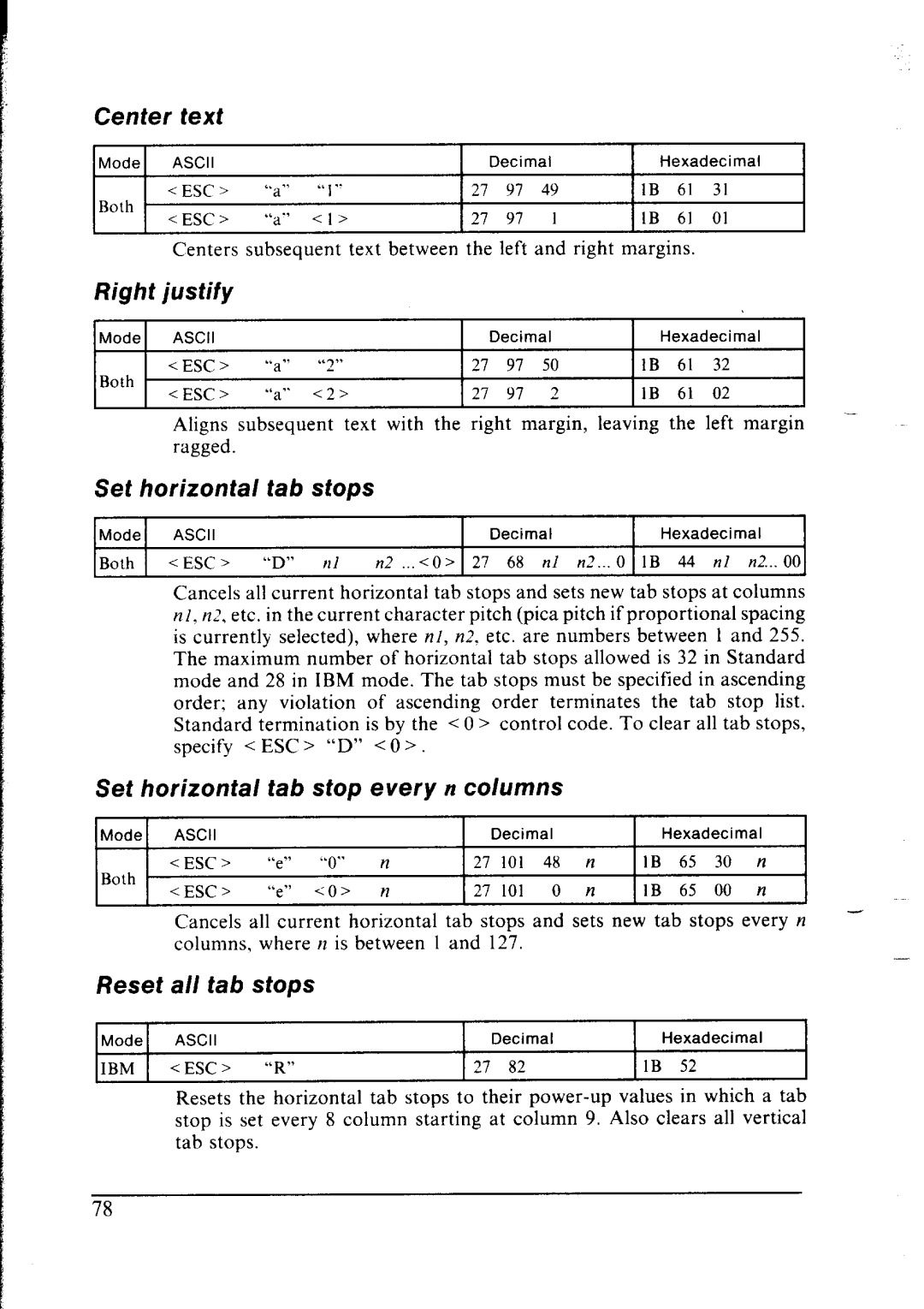 Star Micronics lC-10 user manual Center text, Right 