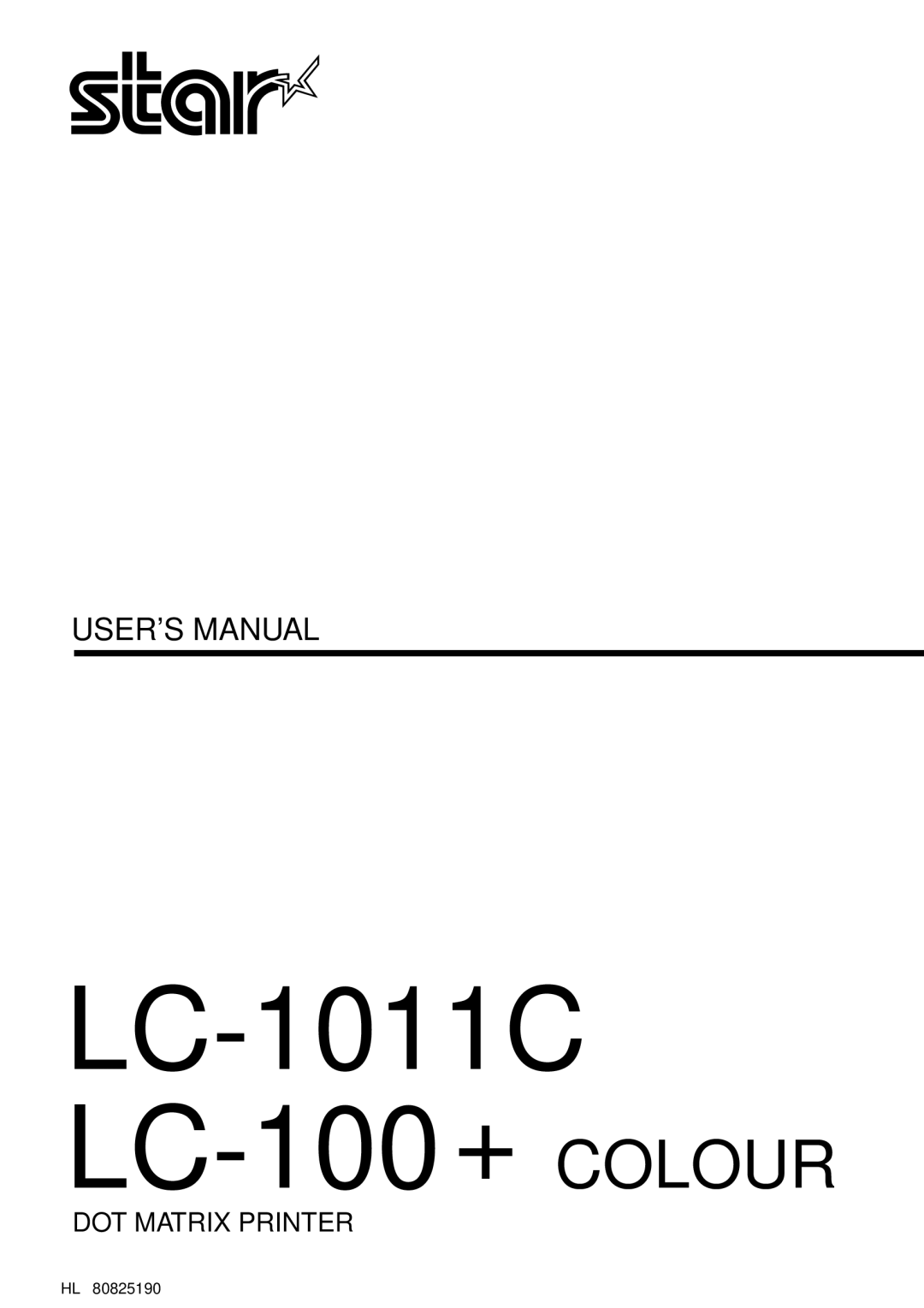 Star Micronics LC-100+ user manual LC-1011C LC-100 + Colour 