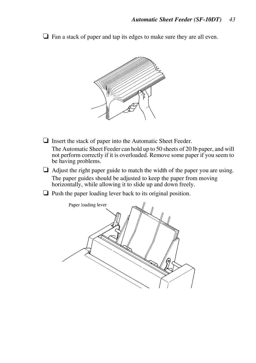 Star Micronics LC-100+, LC-1011C user manual Automatic Sheet Feeder SF-10DT 