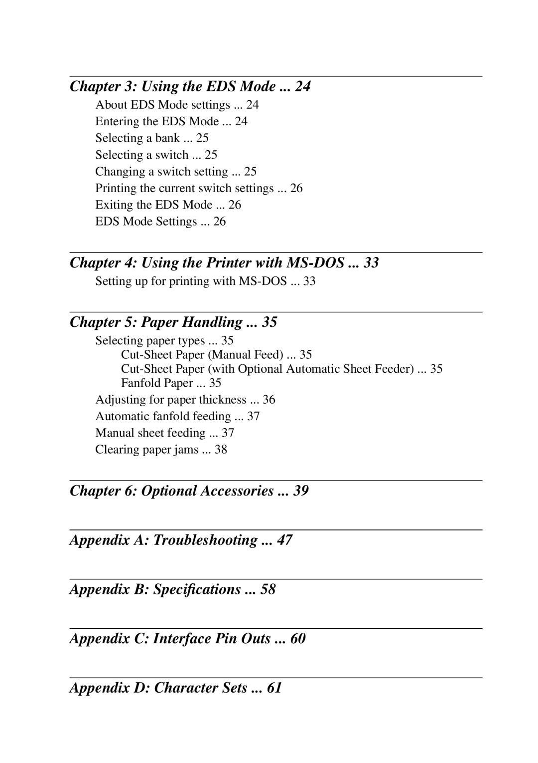 Star Micronics LC-1011C, LC-100+ user manual Using the EDS Mode, Using the Printer with MS-DOS, Paper Handling 