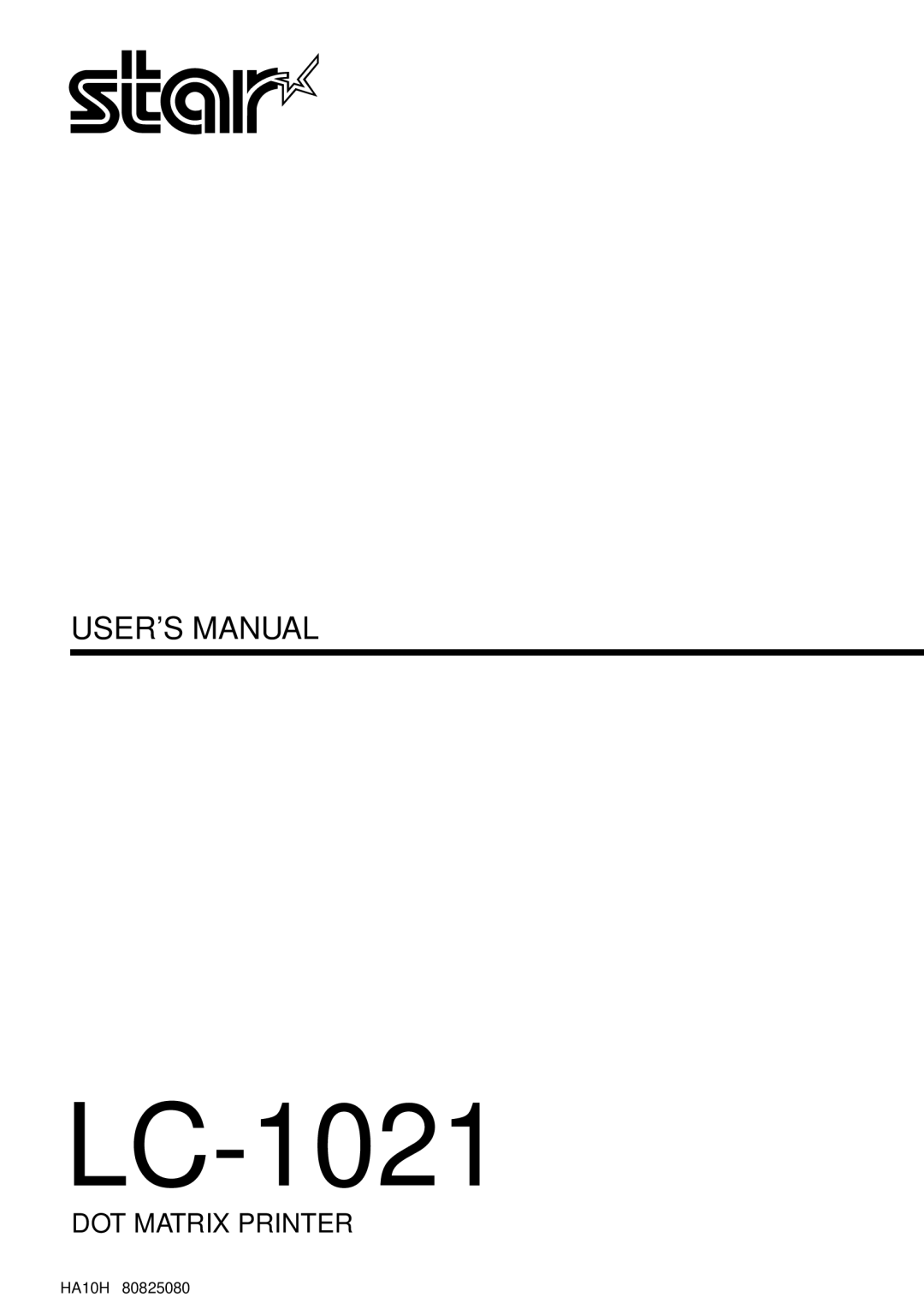 Star Micronics LC-1021 user manual 