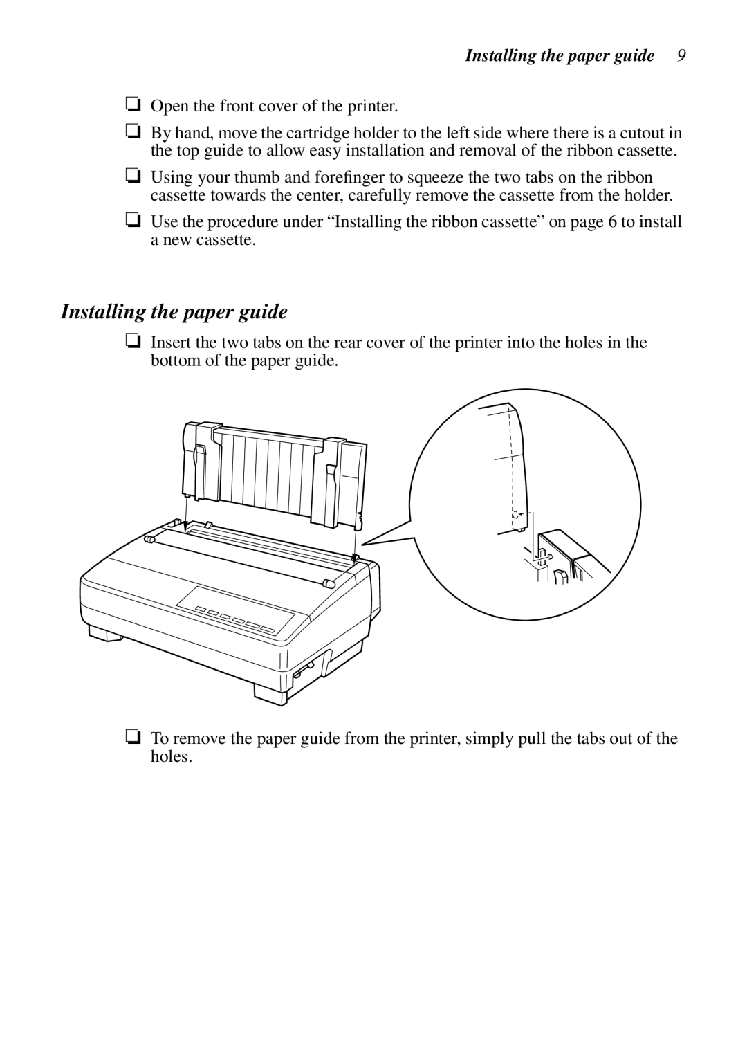 Star Micronics LC-1021 user manual Installing the paper guide 