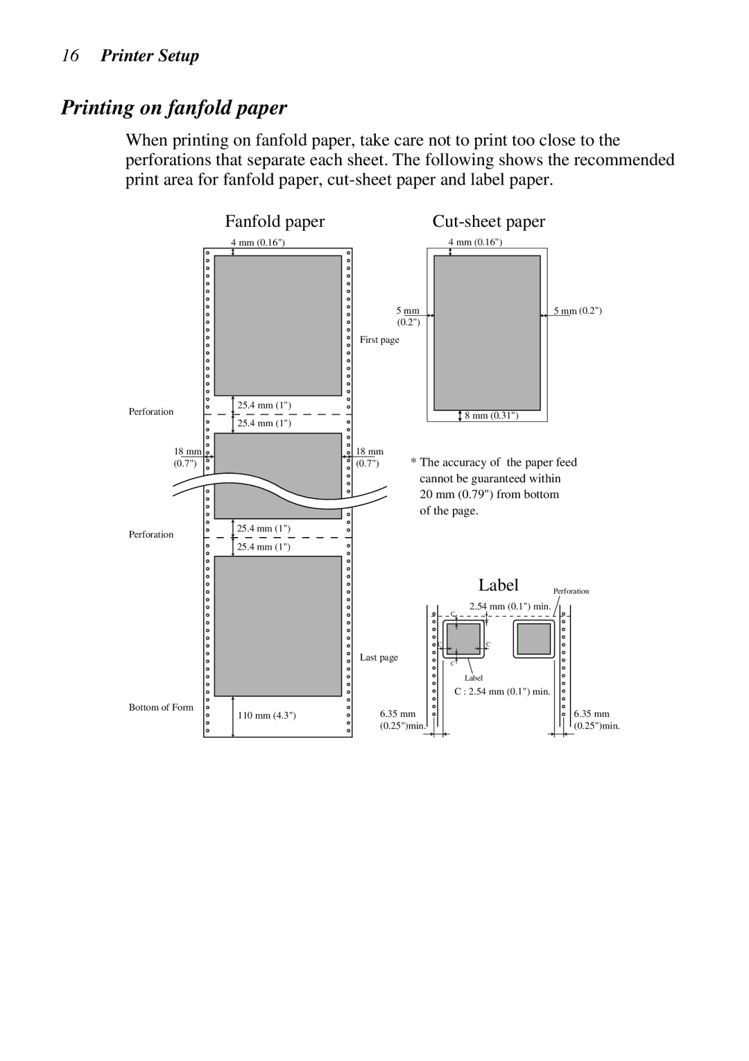 Star Micronics LC-1021 user manual Printing on fanfold paper, Cut-sheet paper 