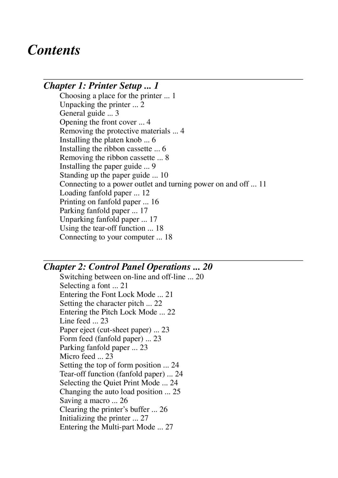 Star Micronics LC-1021 user manual Contents 