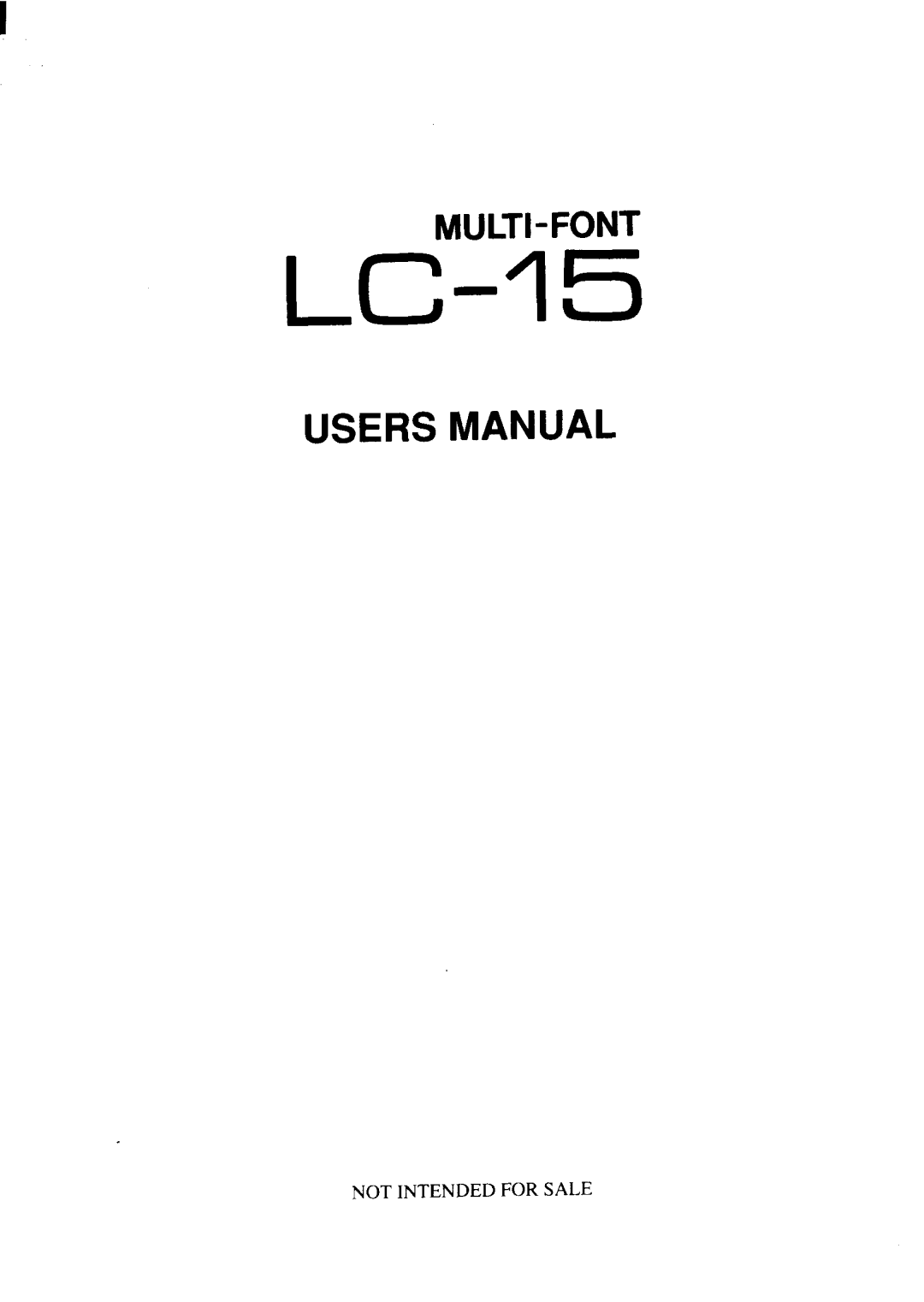 Star Micronics LC-15 user manual 