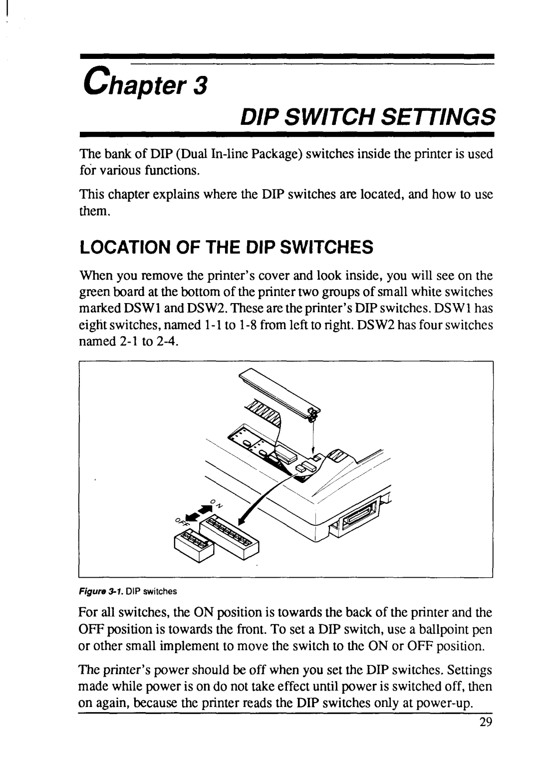 Star Micronics LC-15 user manual Location of the DIP Switches, 1DIP.switches 