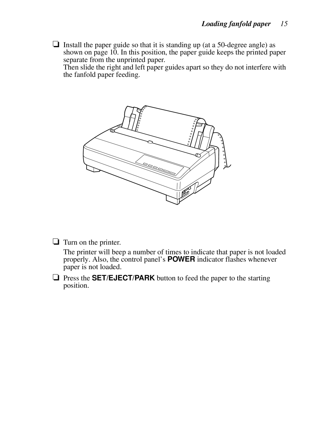 Star Micronics HA15 80825072, LC-1521, LC-1511, DOT MATRIX PRINTERS user manual Loading fanfold paper 