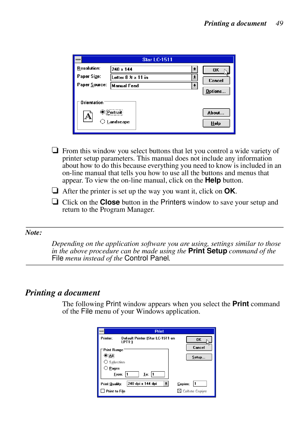 Star Micronics LC-1511, LC-1521, DOT MATRIX PRINTERS, HA15 80825072 user manual Printing a document 