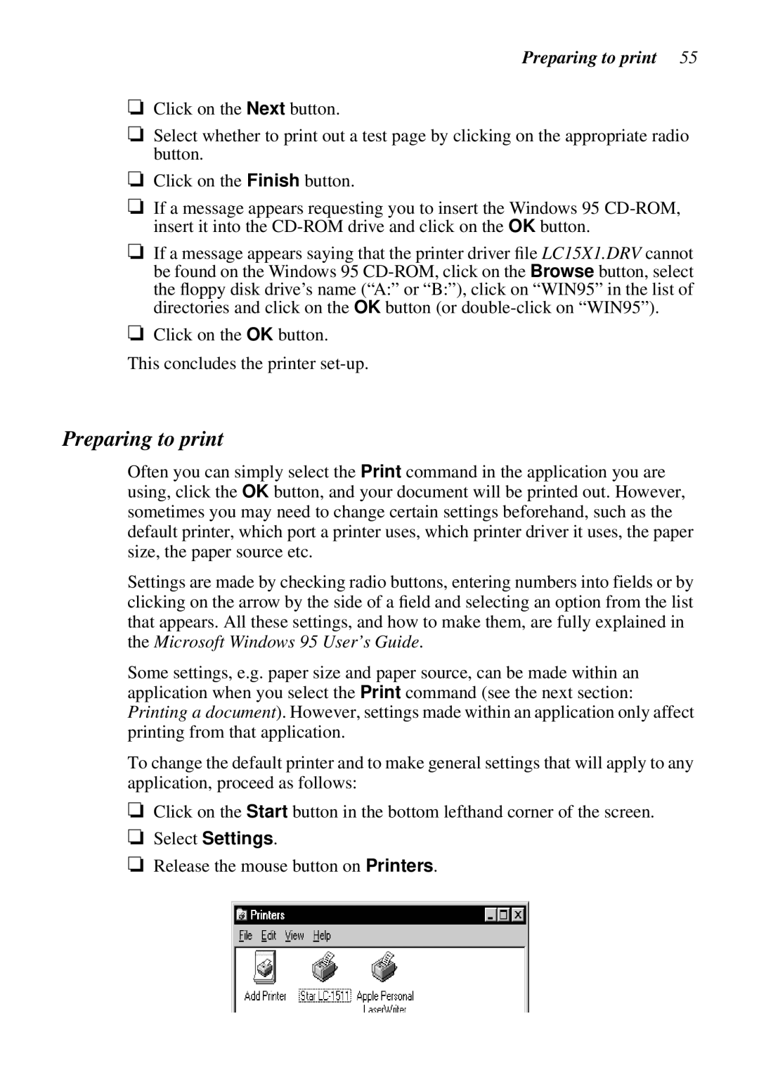 Star Micronics HA15 80825072, LC-1521, LC-1511, DOT MATRIX PRINTERS user manual Preparing to print 