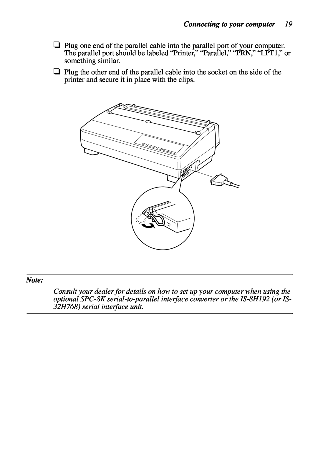 Star Micronics HA15 80825072, LC-1521, LC-1511, DOT MATRIX PRINTERS user manual Connecting to your computer 
