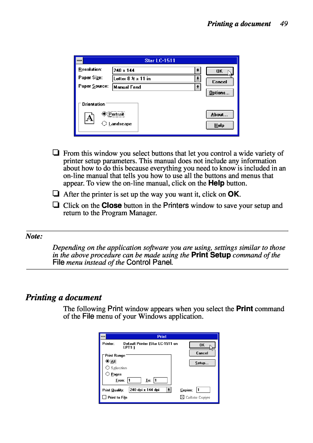 Star Micronics LC-1511, LC-1521, DOT MATRIX PRINTERS, HA15 80825072 user manual Printing a document 