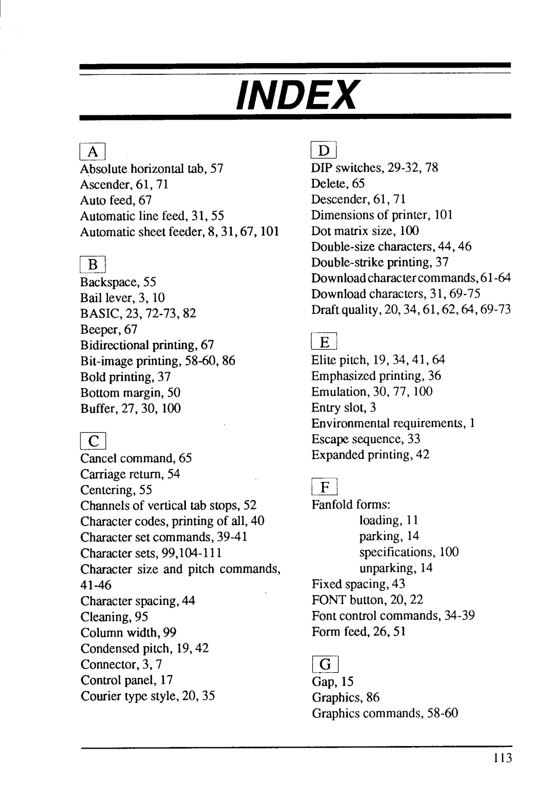 Star Micronics LC-20 user manual Index 