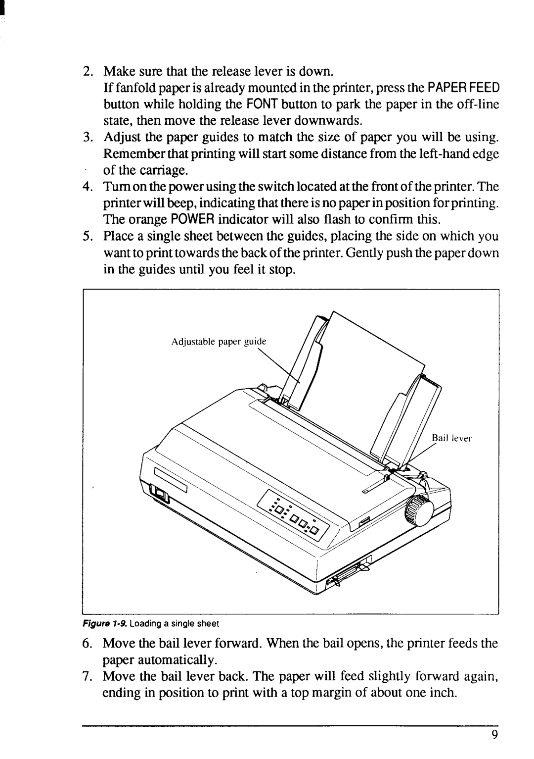 Star Micronics LC-20 user manual Loading a single sheet 