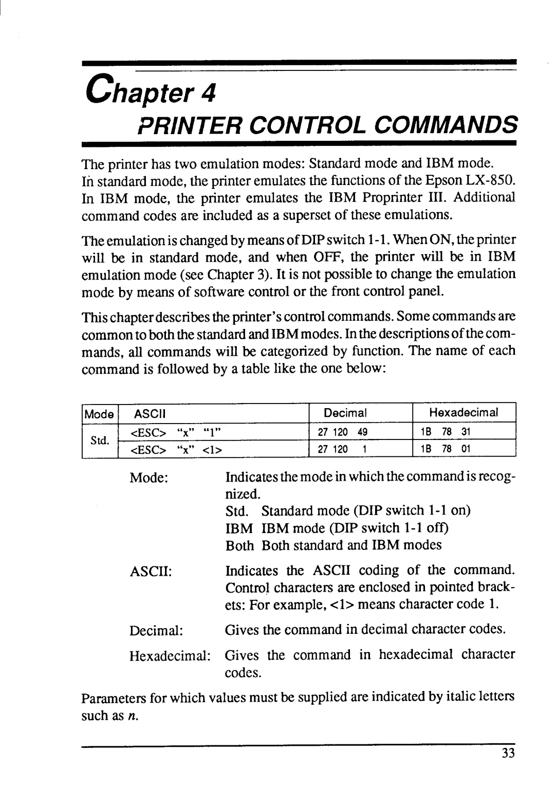 Star Micronics LC-20 user manual Printer Control Commands 