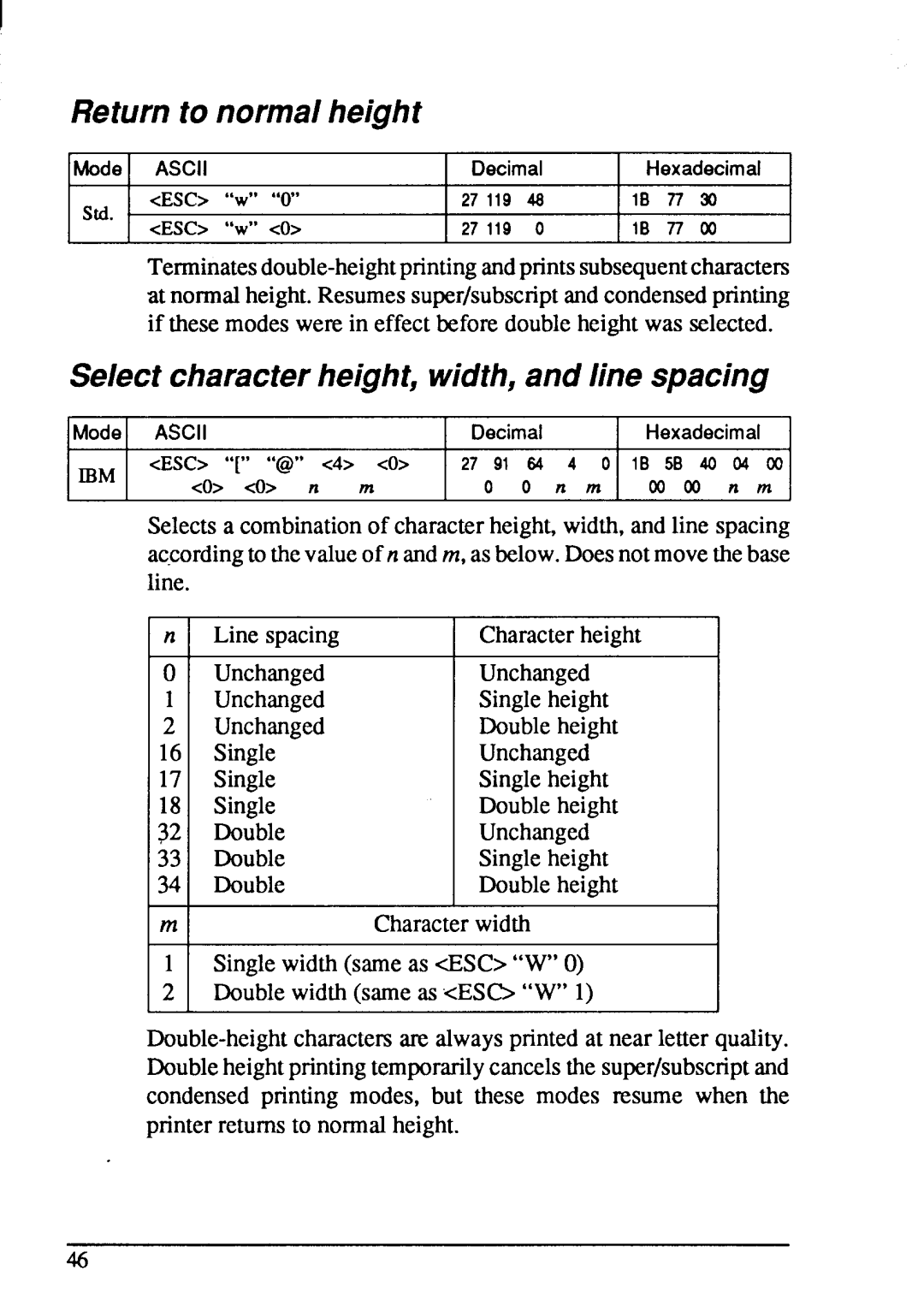 Star Micronics LC-20 user manual Returnto normalheight, Select characterheight, width,and line spacing 