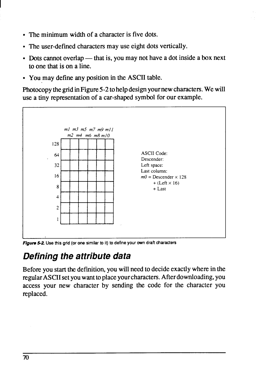 Star Micronics LC-20 user manual Definingthe attributedata 