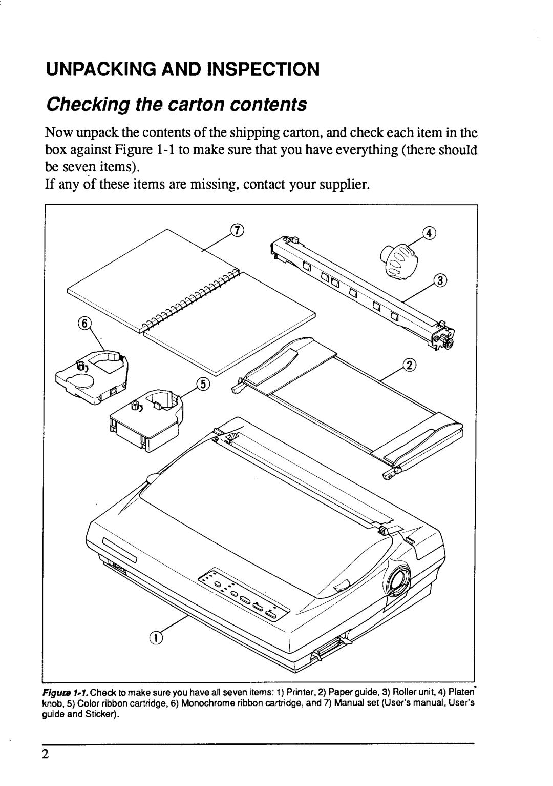 Star Micronics LC-200 user manual Checkingthe carton contents 