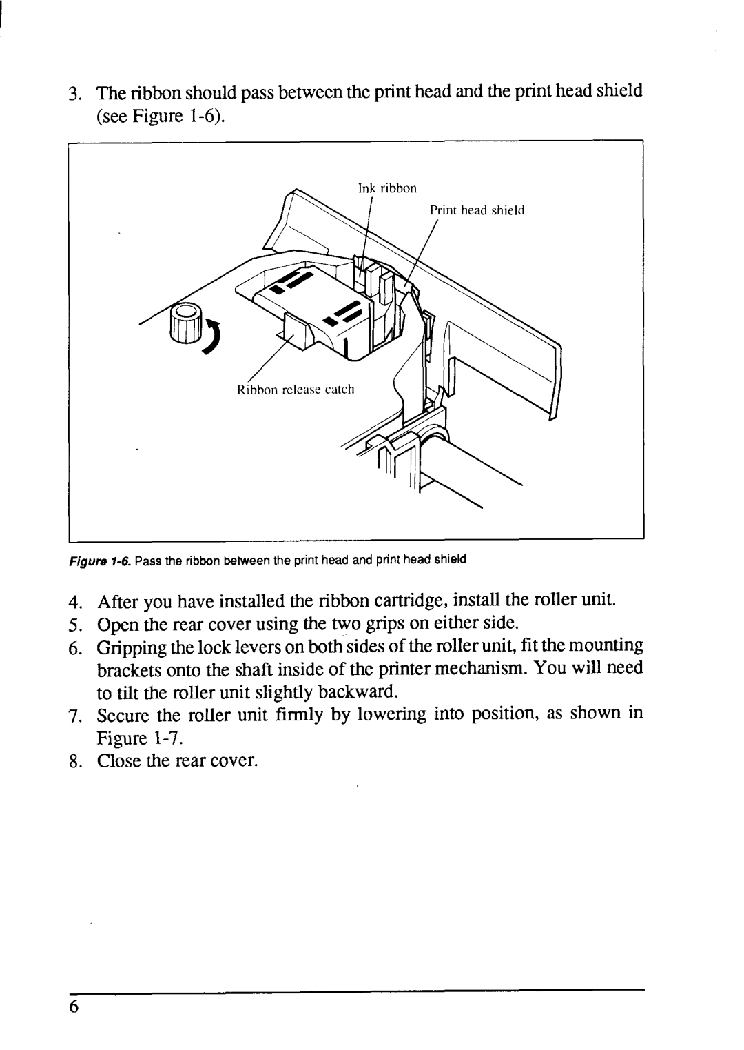 Star Micronics LC-200 user manual Pass the ribbon between the print head and print head shield 