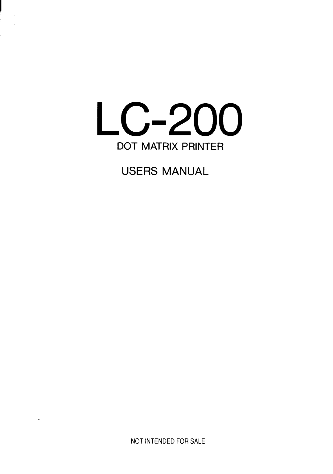 Star Micronics LC-200 user manual 