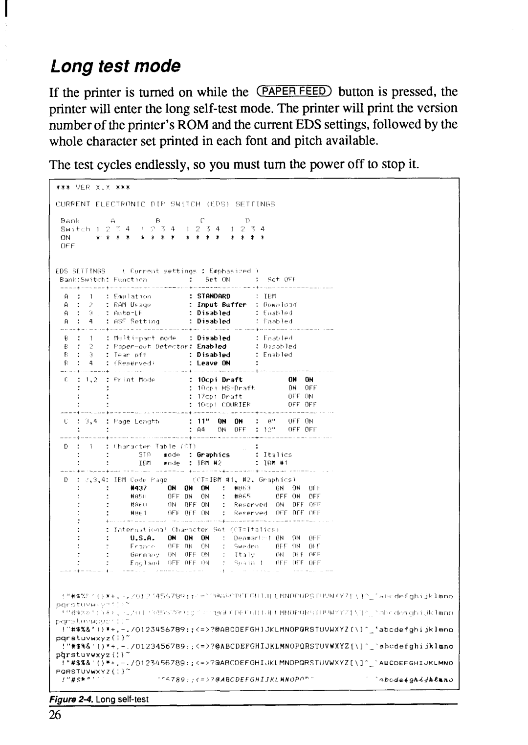 Star Micronics LC-200 user manual Long test mode, Long self-test 