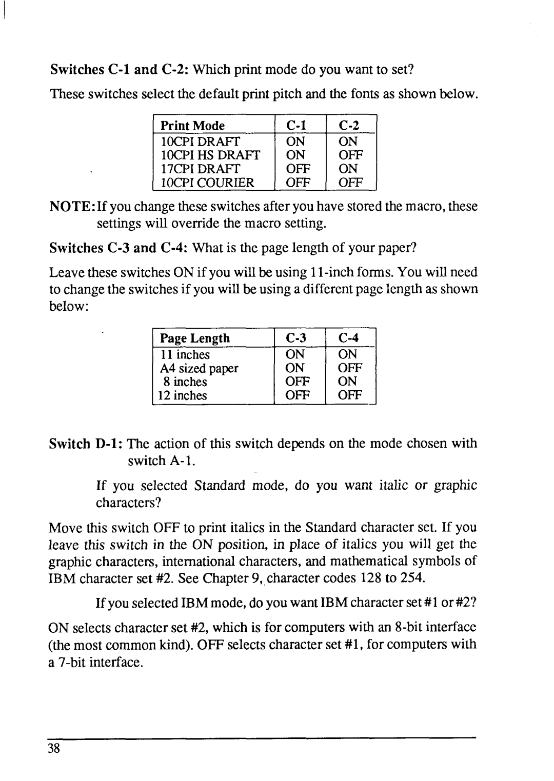 Star Micronics LC-200 user manual Off 