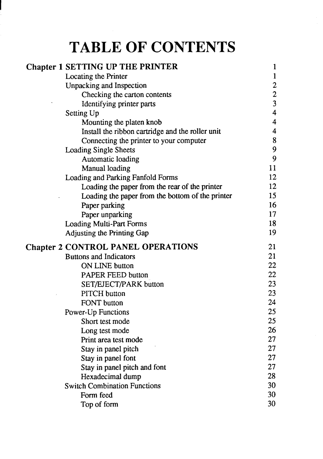 Star Micronics LC-200 user manual Table of Contents 