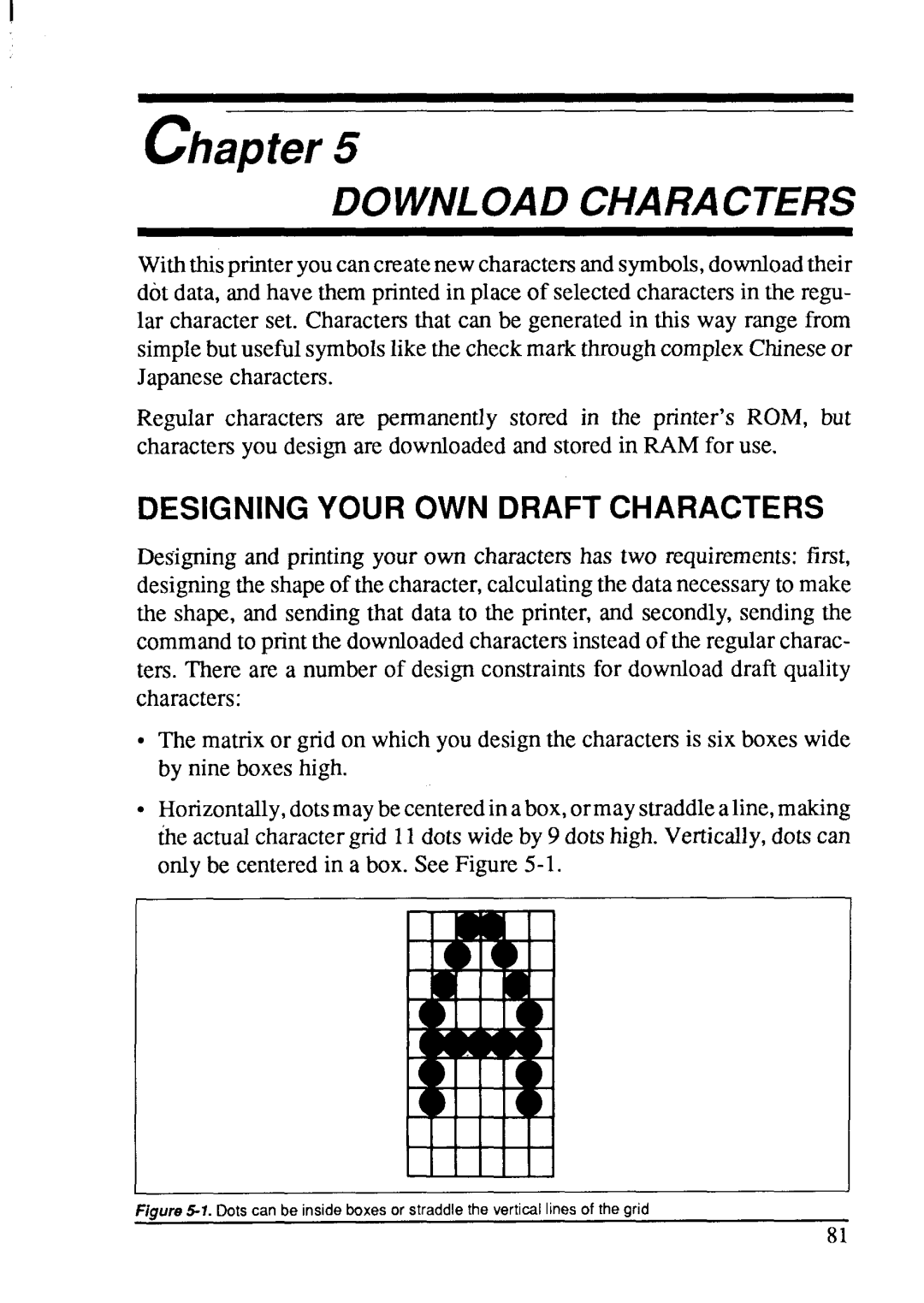 Star Micronics LC-200 user manual Download Characters, Designing Your OWN Draft Characters 