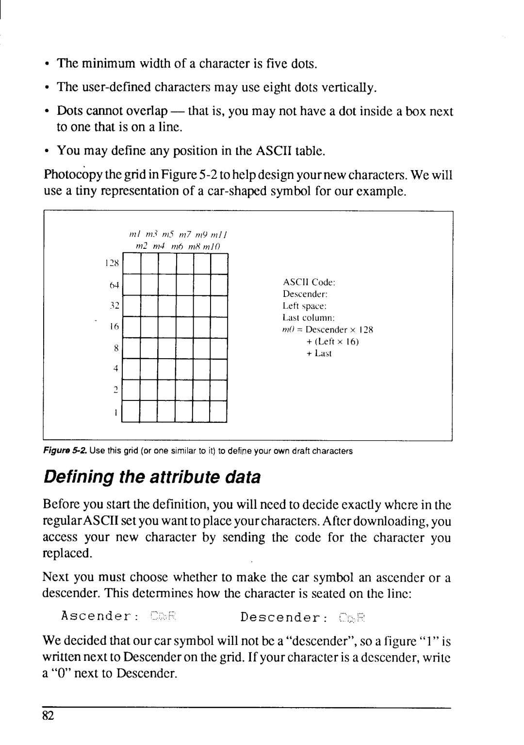 Star Micronics LC-200 user manual Definingthe attributedata 