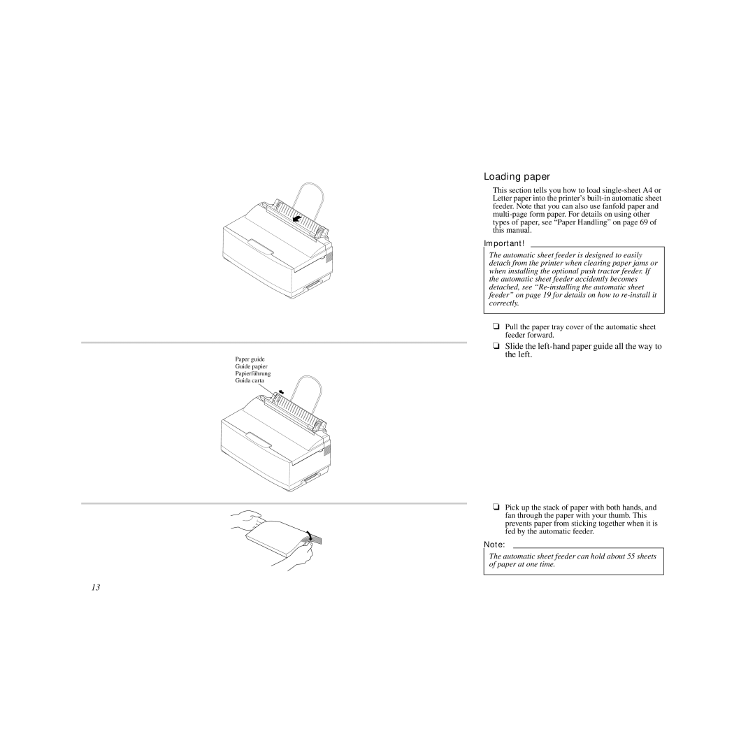 Star Micronics LC-240C user manual Loading paper, Slide the left-hand paper guide all the way to the left 