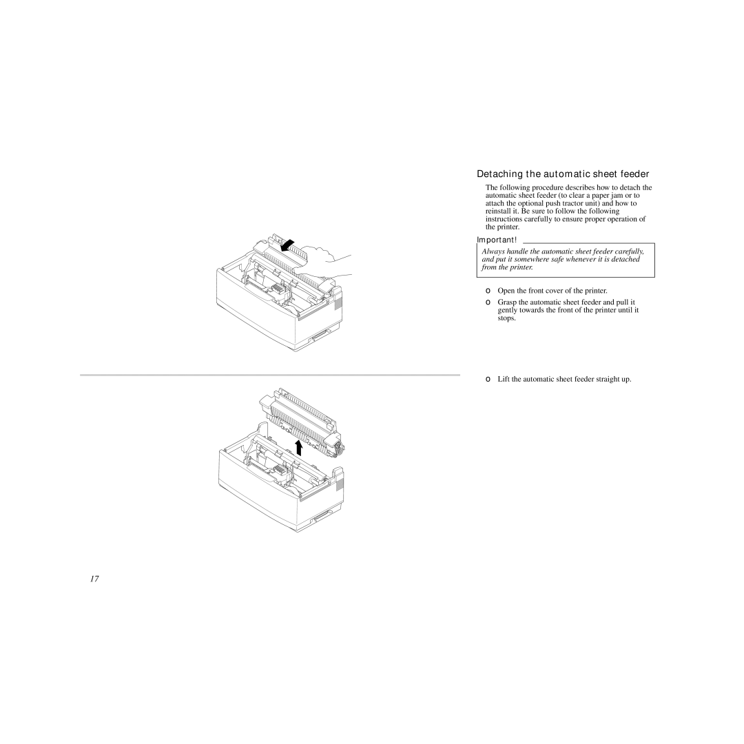 Star Micronics LC-240C user manual Detaching the automatic sheet feeder 