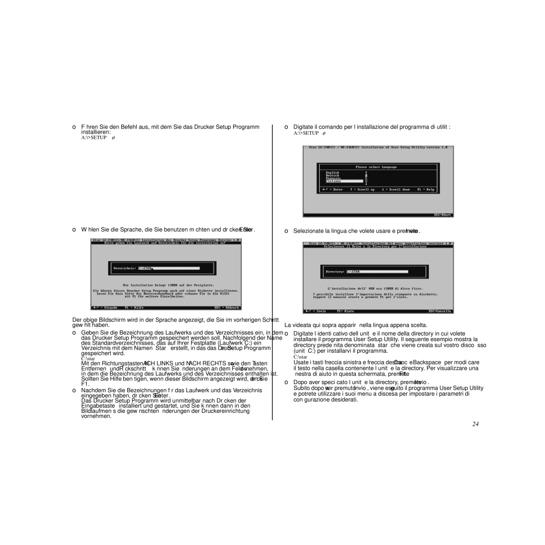 Star Micronics LC-240C user manual Setup 