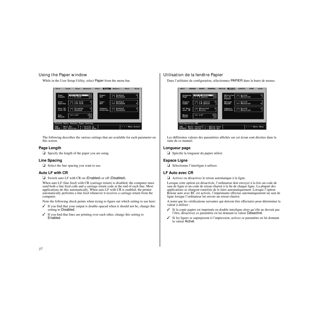 Star Micronics LC-240C user manual Using the Paper window, Utilisation de la fenêtre Papier 