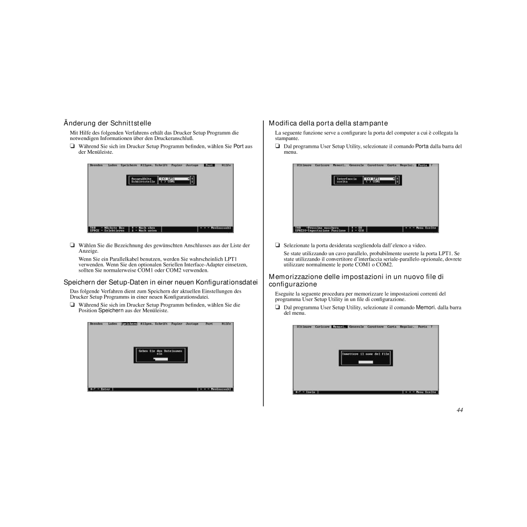 Star Micronics LC-240C user manual Änderung der Schnittstelle, Modiﬁca della porta della stampante 