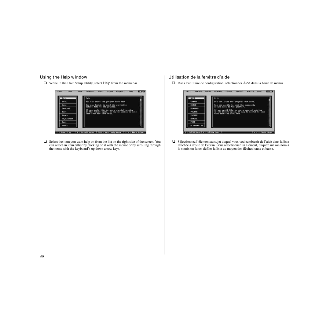 Star Micronics LC-240C user manual Using the Help window, Utilisation de la fenêtre d’aide 