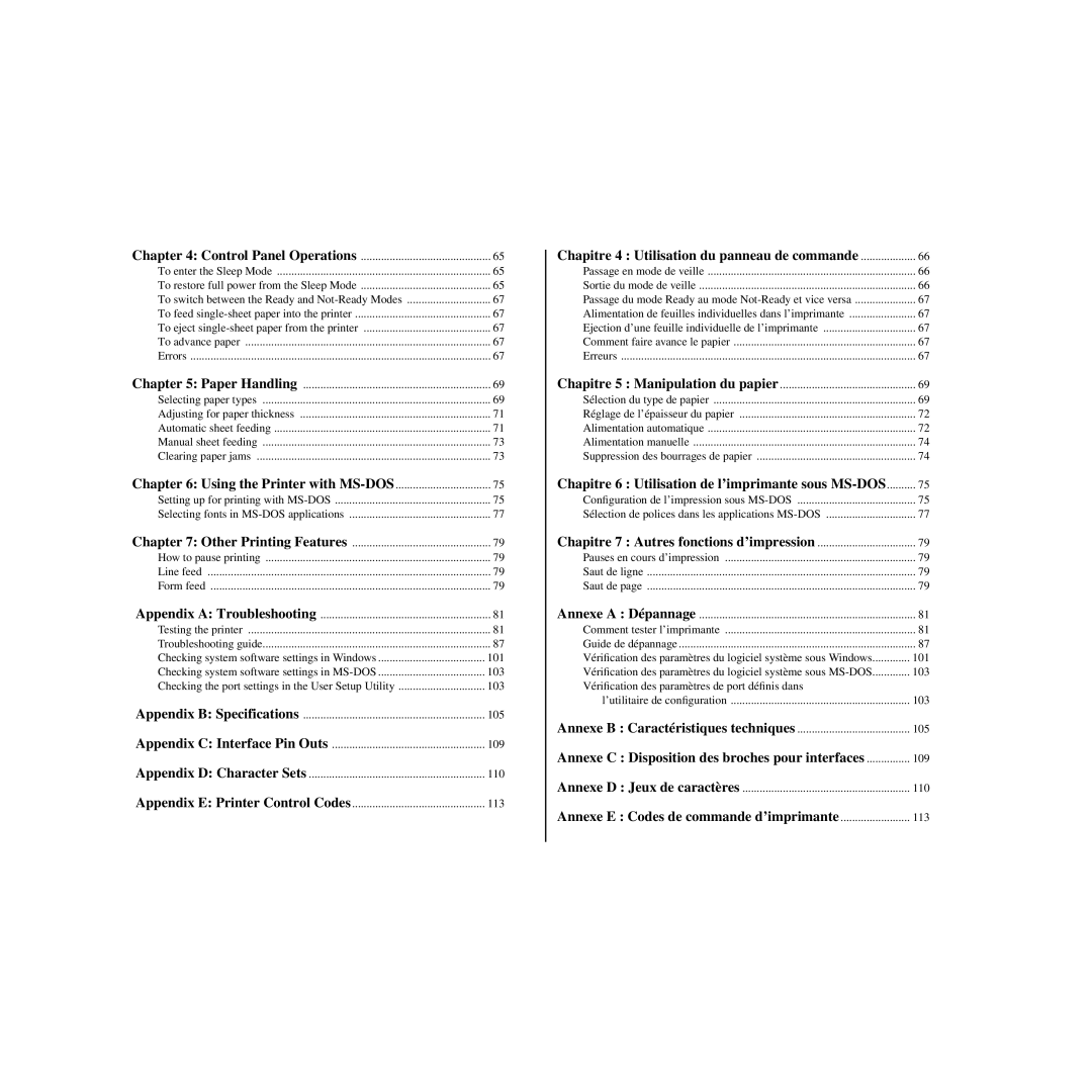 Star Micronics LC-240C user manual Annexe B Caractéristiques techniques 