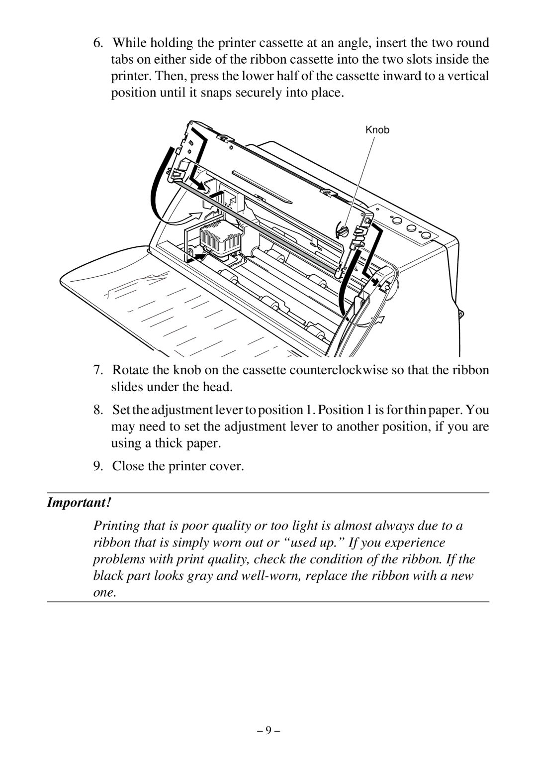 Star Micronics LC-500 user manual Knob 