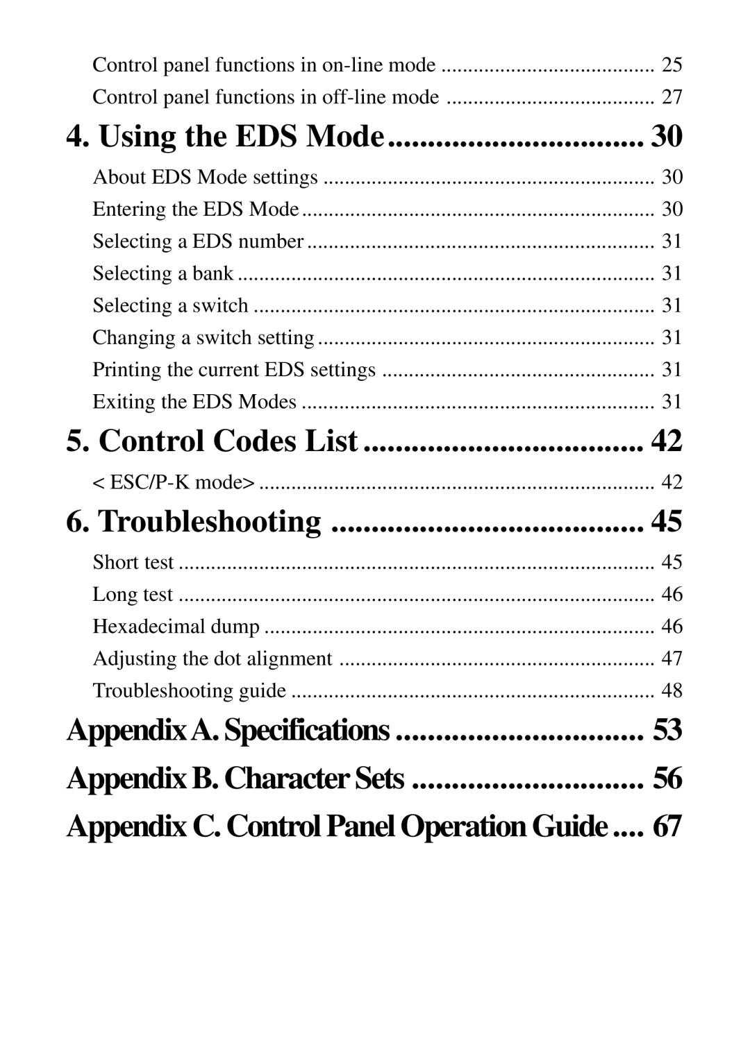 Star Micronics LC-500 user manual Control Codes List 