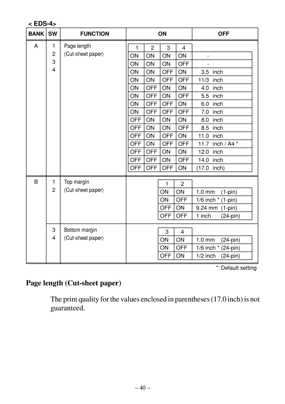 Star Micronics LC-500 user manual Length Cut-sheet paper, EDS-4 