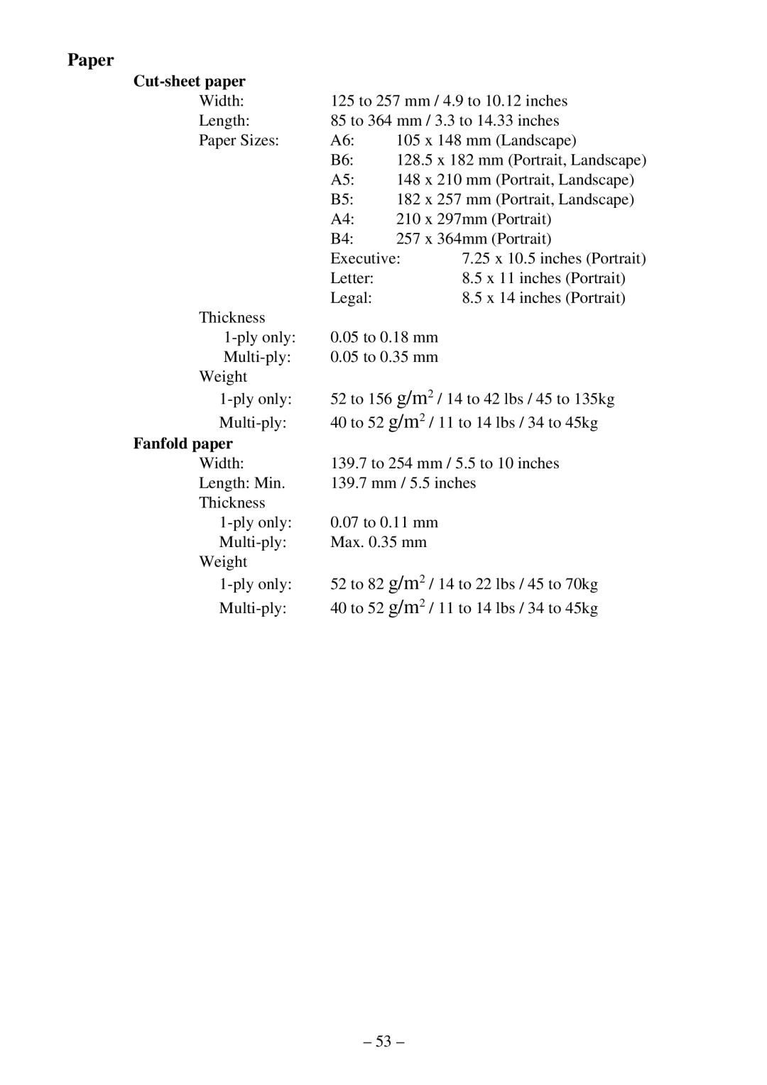 Star Micronics LC-500 user manual Paper 