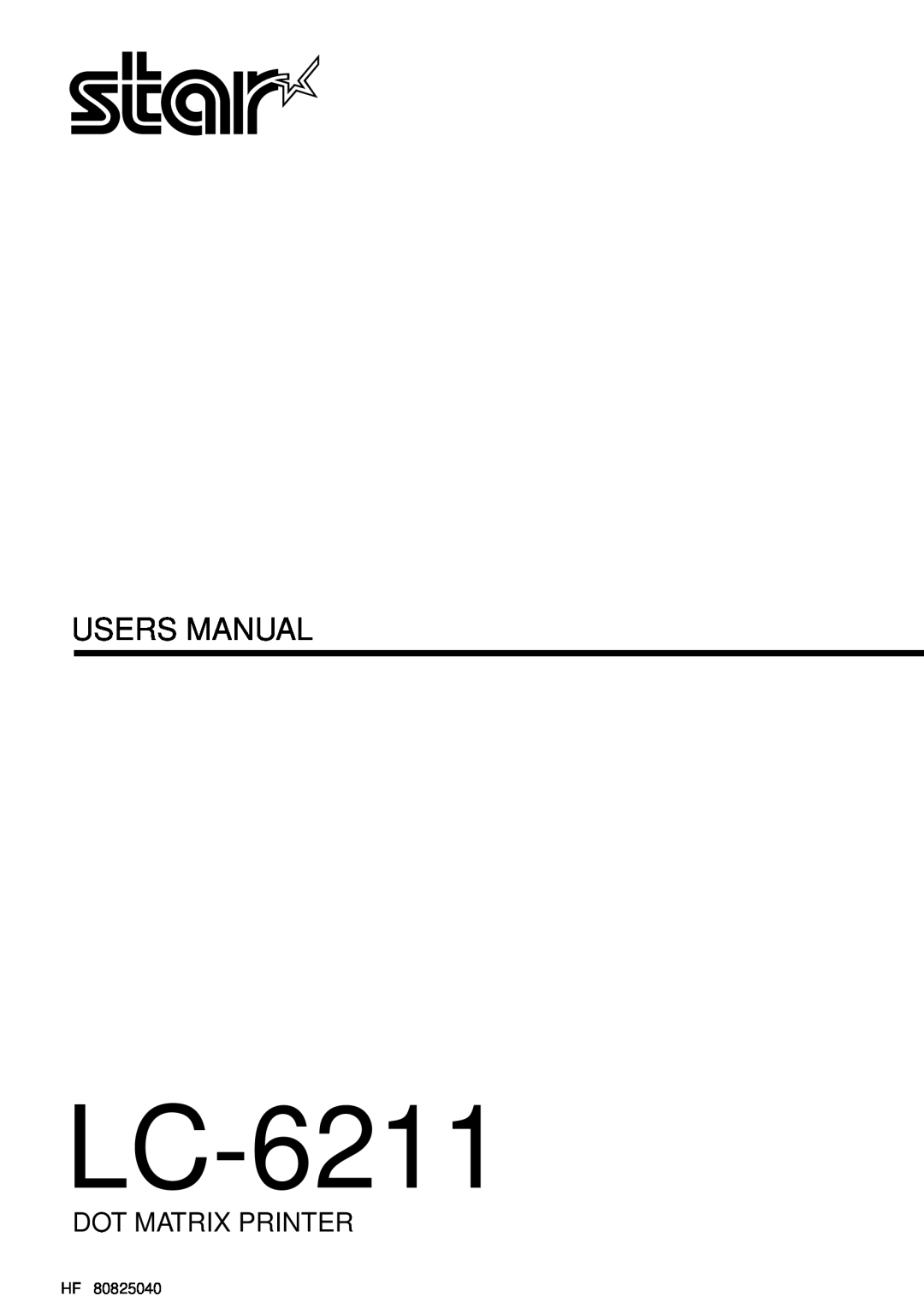 Star Micronics LC-6211 user manual Users Manual, Dot Matrix Printer 