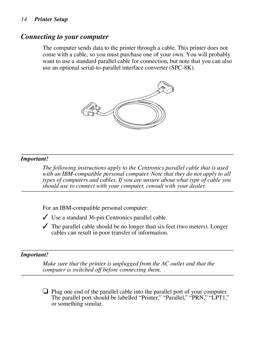 Star Micronics LC-6211 user manual Connecting to your computer 