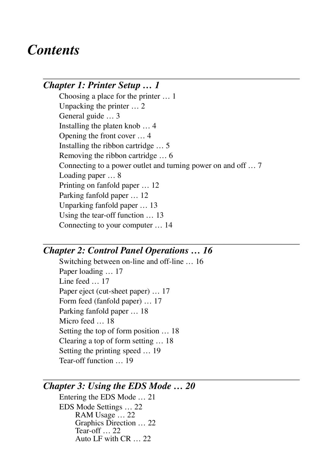 Star Micronics LC-6211 user manual Contents 