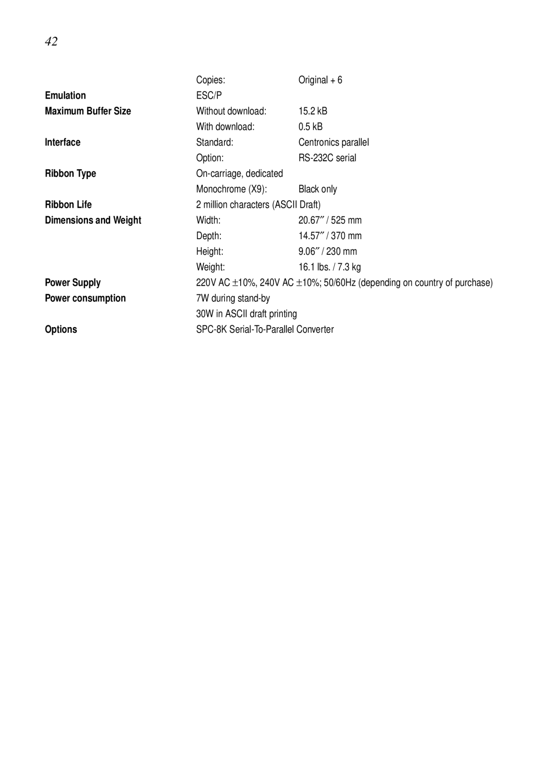 Star Micronics LC-6211 user manual Emulation 