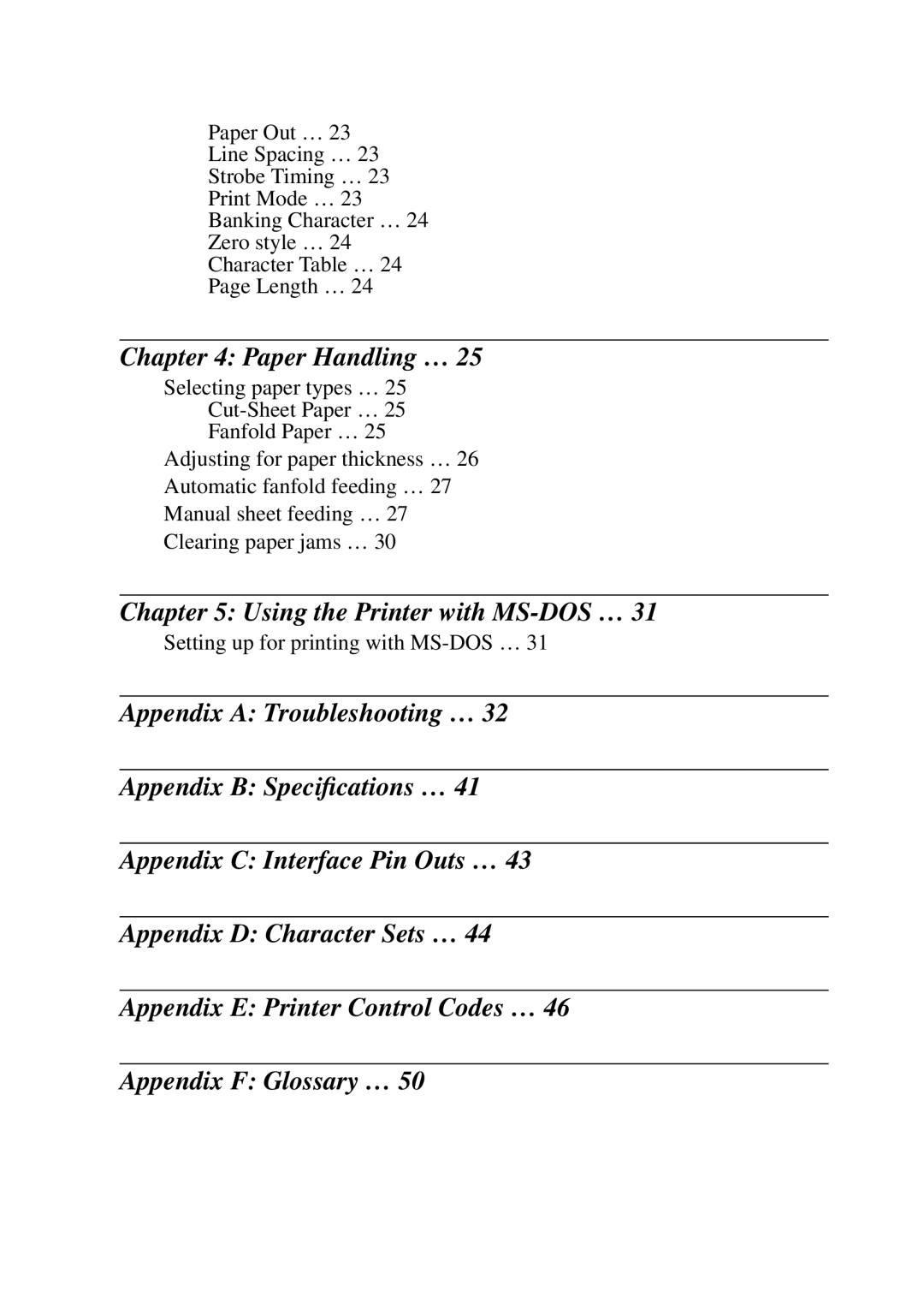 Star Micronics LC-6211 user manual Paper Handling …, Using the Printer with MS-DOS … 