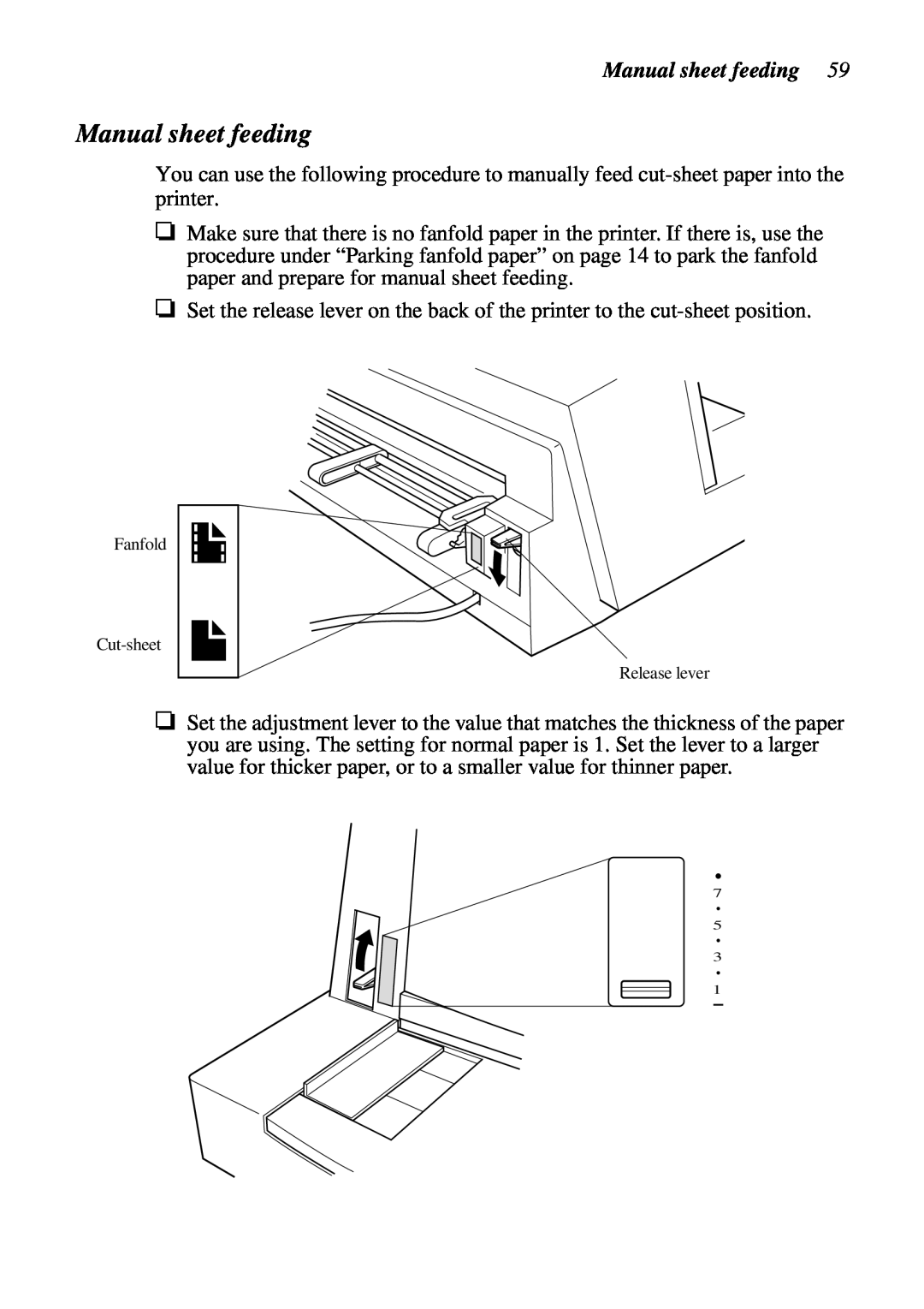 Star Micronics LC-7211 user manual Manual sheet feeding 