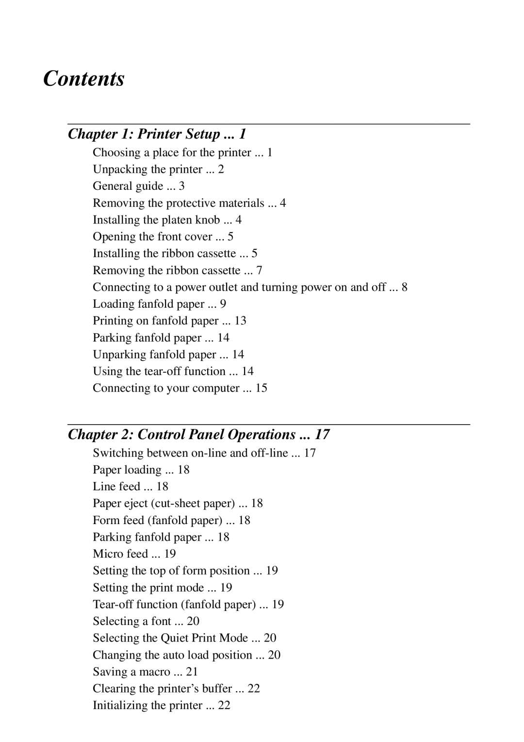 Star Micronics LC-7211 user manual Contents 