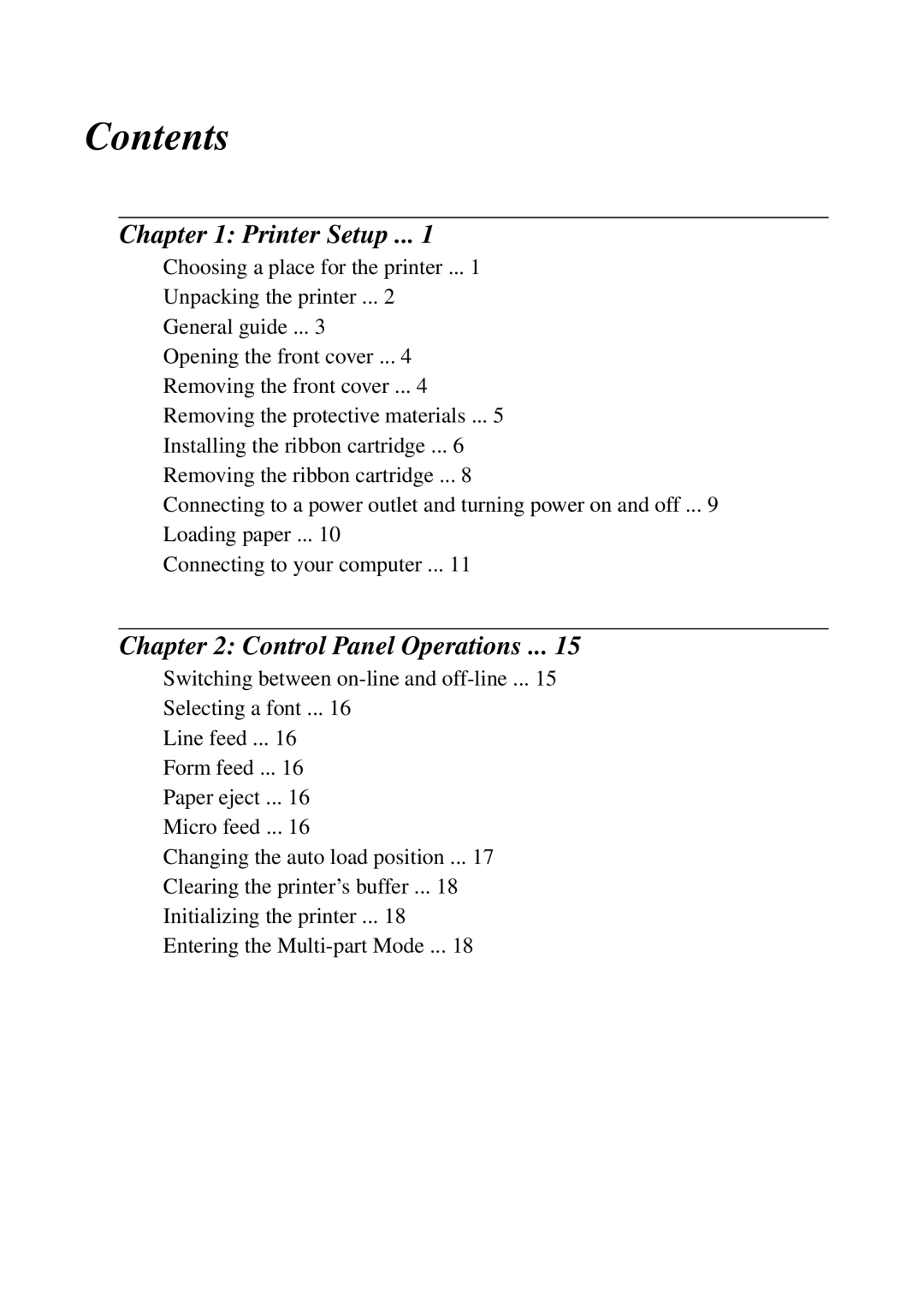 Star Micronics LC-8021 manual Contents 